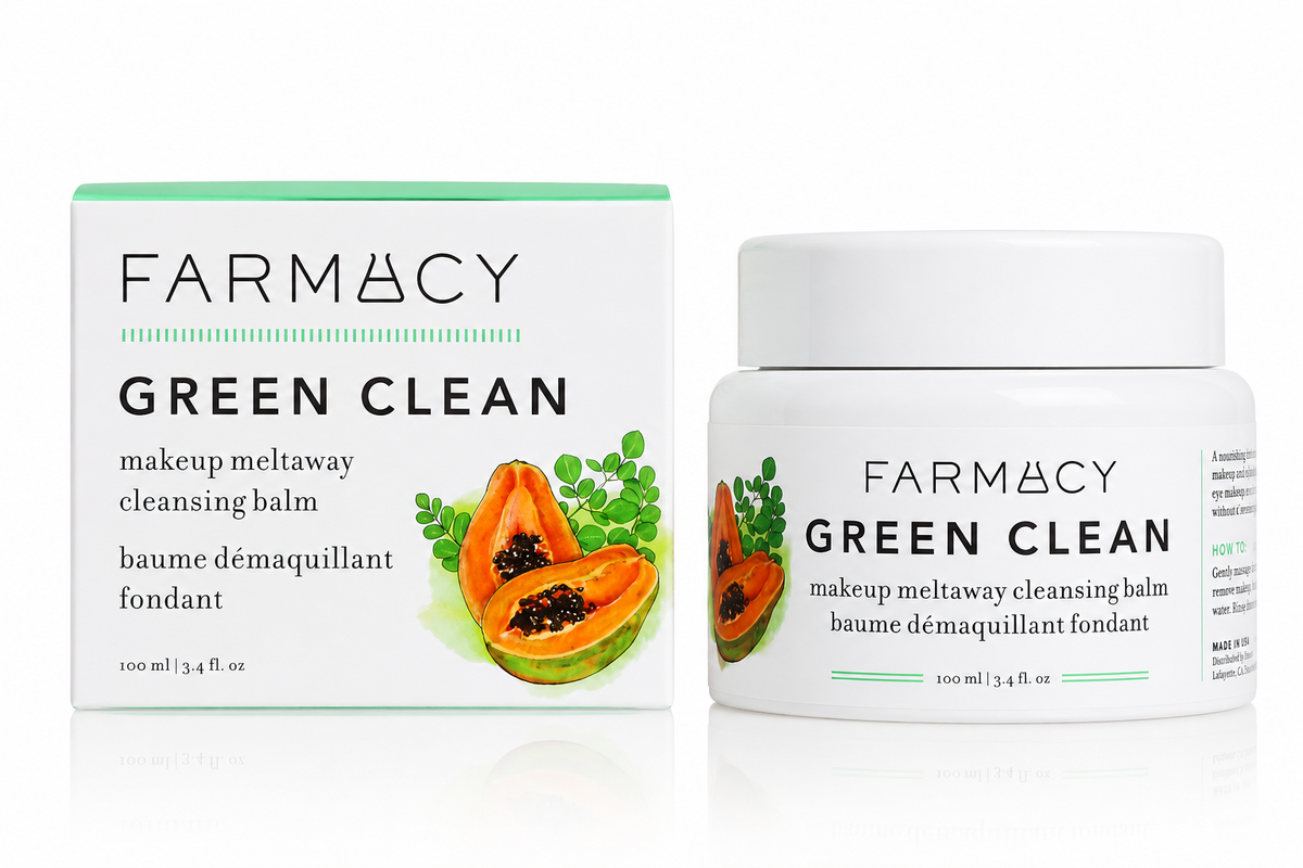 Farmacy Green Clean makeup melting cleansing balm packaging on a white background