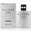 Chanel Allure Homme Sport perfume bottle and packaging on a gray background
