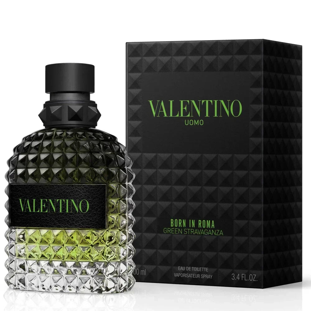 Valentino Uomo perfume bottle and packaging on a white background